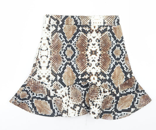 Nasty Gal Womens Beige Animal Print Polyester Trumpet Skirt Size 6