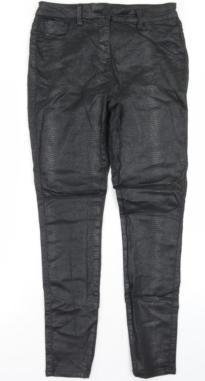 NEXT Womens Black  Cotton Jegging Jeans Size 12 L28 in Regular Button