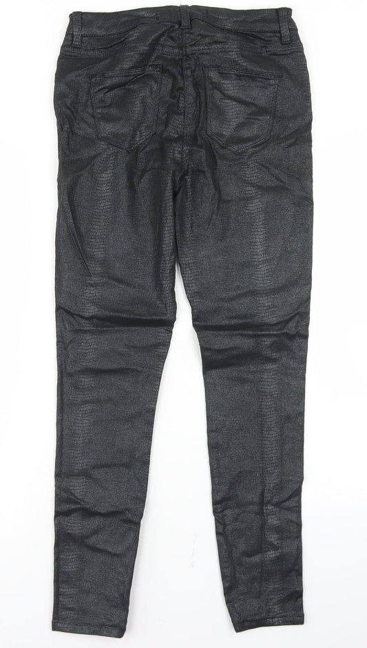 NEXT Womens Black  Cotton Jegging Jeans Size 12 L28 in Regular Button