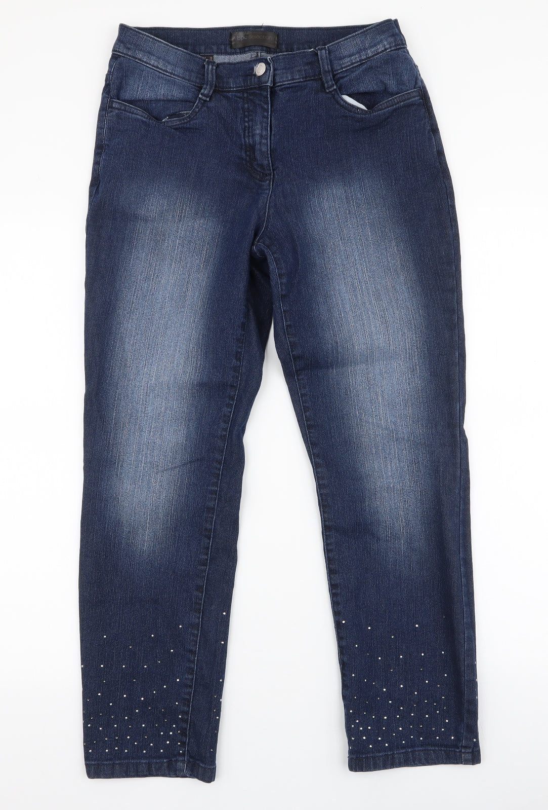 BPC Collection Womens Blue  Cotton Skinny Jeans Size 10 L26 in Regular Zip
