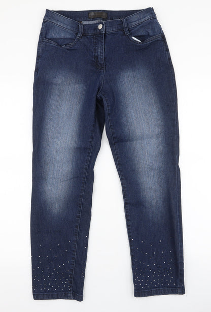 BPC Collection Womens Blue  Cotton Skinny Jeans Size 10 L26 in Regular Zip