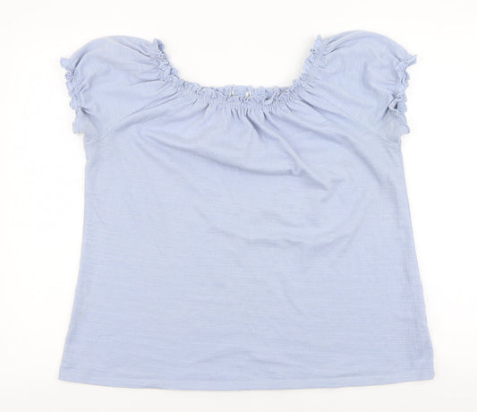 Matalan Womens Blue  Polyester Jersey Blouse Size 14 Off the Shoulder