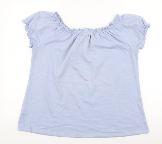 Matalan Womens Blue  Polyester Jersey Blouse Size 14 Off the Shoulder