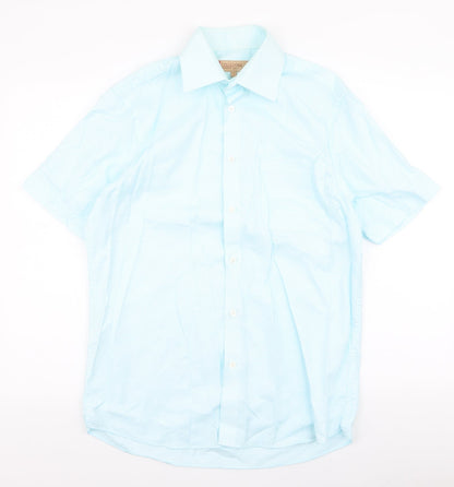 Mens UK Size S Collezione Blue  Button-Up Short Sleeve Casual Shirt