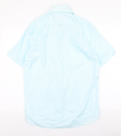 Mens UK Size S Collezione Blue  Button-Up Short Sleeve Casual Shirt
