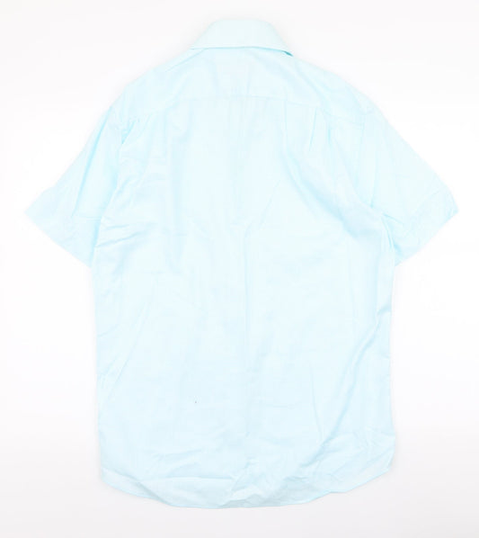 Mens UK Size S Collezione Blue  Button-Up Short Sleeve Casual Shirt