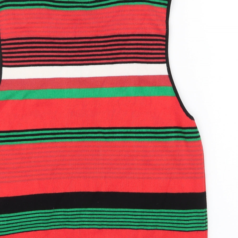 Glamorous Womens Multicoloured Striped Viscose Cropped Tank Size S High Neck