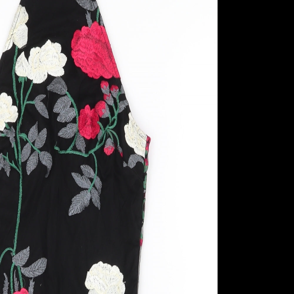 Girl in mind Womens Black Floral 100% Polyester Bodysuit One-Piece Size 8  Snap