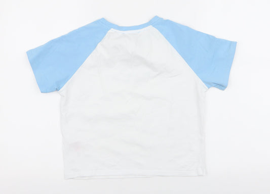 Primark Womens White  Cotton Cropped T-Shirt Size M Round Neck