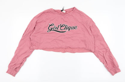 Womens UK Size M Divided by H&M Pink Pullover Sweatshirt
