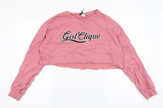 Womens UK Size M Divided by H&M Pink Pullover Sweatshirt