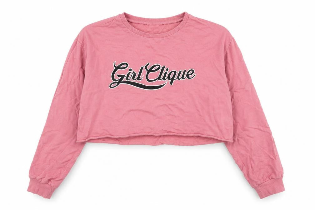 Front view of Divided by H&M women’s pink 100% cotton pullover sweatshirt, size M, pullover - girl clique
