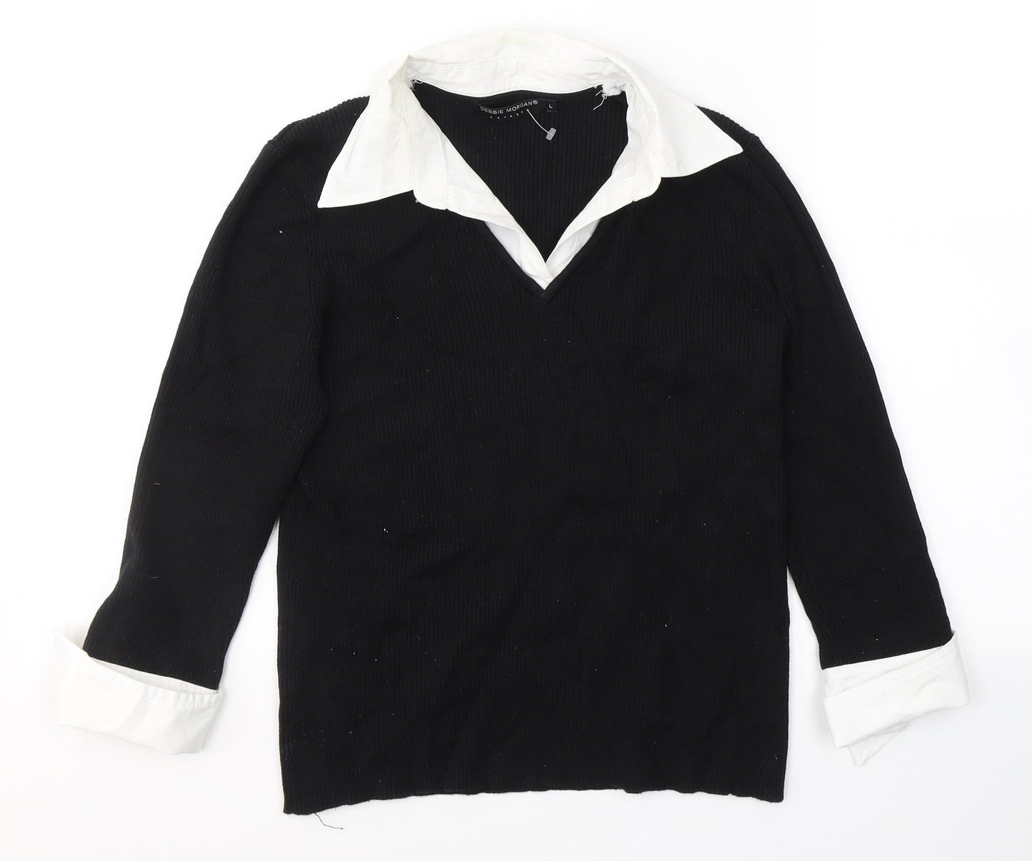 Womens UK Size L Debbie Morgan Black Jersey Blouse
