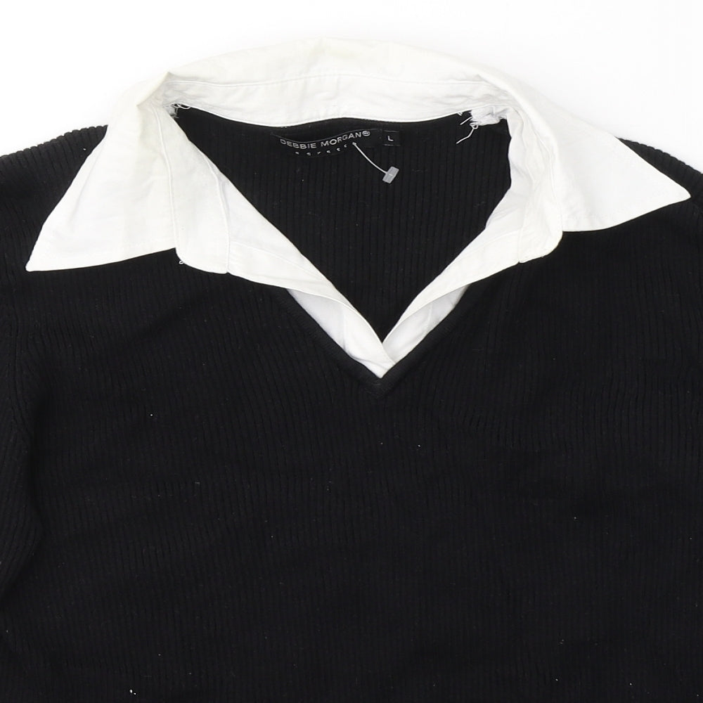 Womens UK Size L Debbie Morgan Black Jersey Blouse