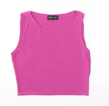 Vivichi Womens Pink  Polyester Cropped Tank Size S Round Neck