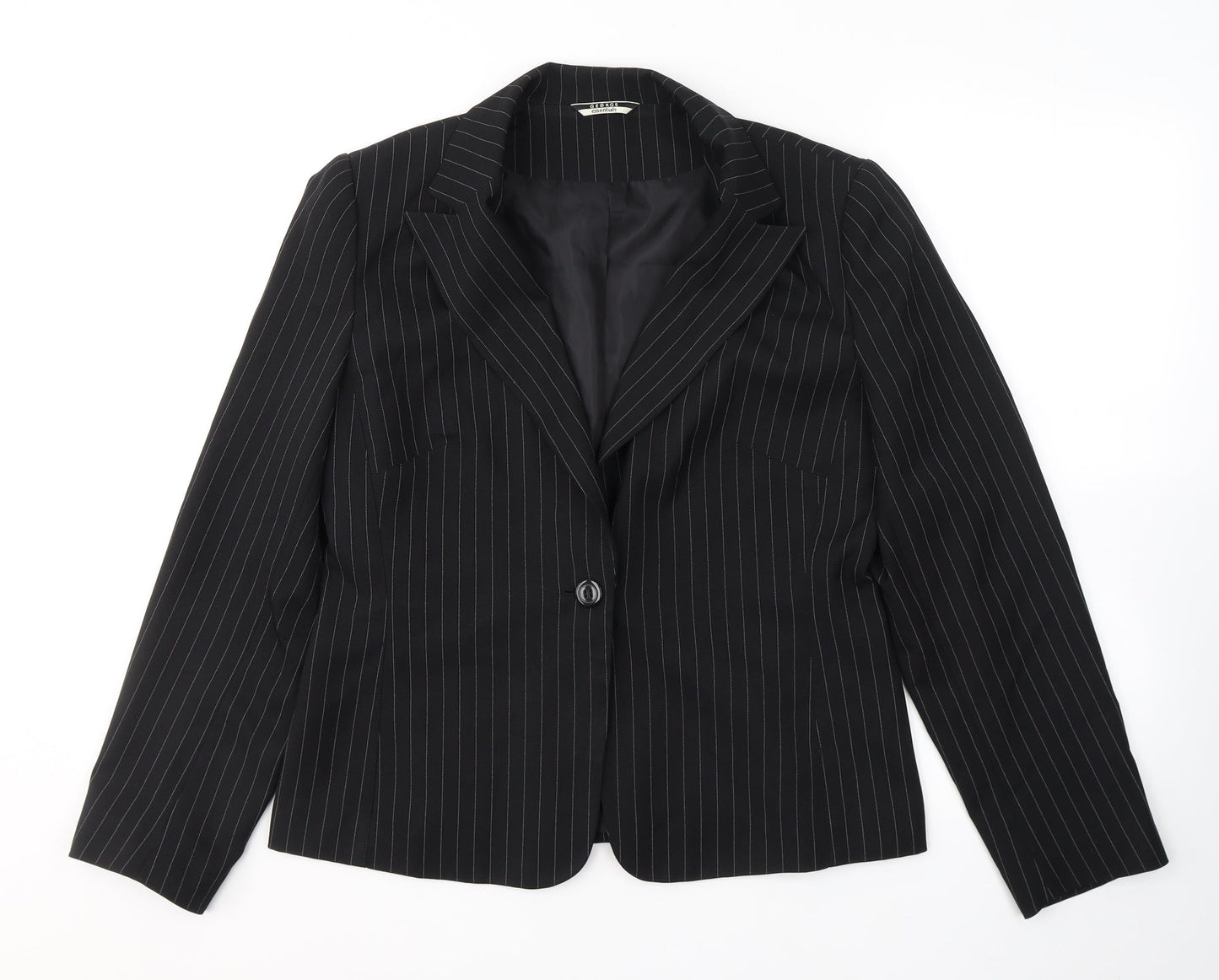George Womens Black Striped  Jacket Blazer Size 14  Button