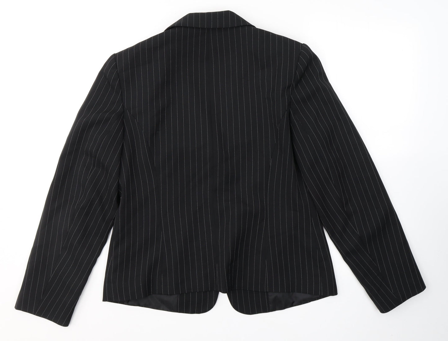George Womens Black Striped  Jacket Blazer Size 14  Button