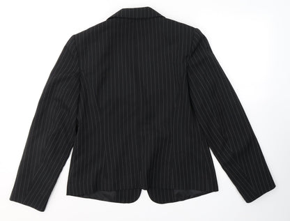 George Womens Black Striped  Jacket Blazer Size 14  Button