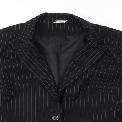 George Womens Black Striped  Jacket Blazer Size 14  Button