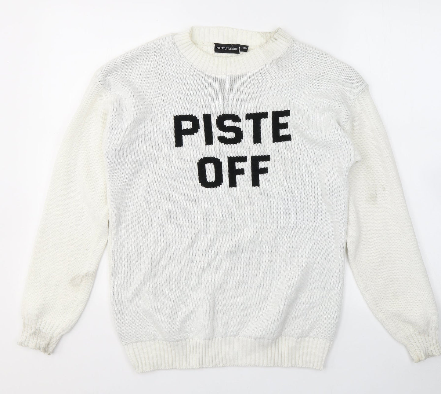 Womens UK Size S PRETTYLITTLETHING White Pullover Jumper