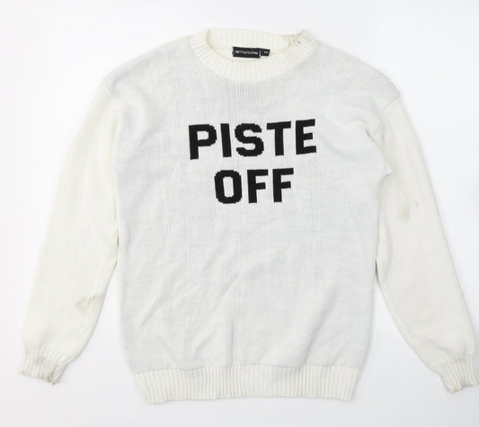 Womens UK Size S PRETTYLITTLETHING White Pullover Jumper