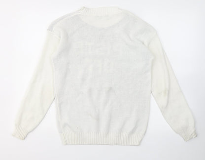 Womens UK Size S PRETTYLITTLETHING White Pullover Jumper