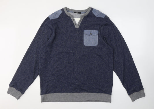 George Mens Blue  Cotton Pullover Sweatshirt Size L