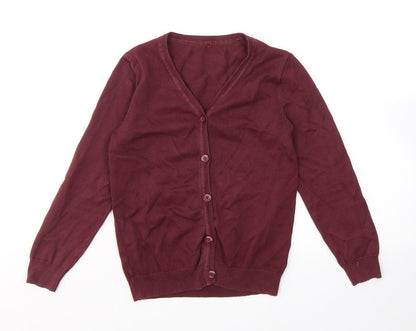 George Boys Red V-Neck  Cotton Cardigan Jumper Size 7-8 Years  Button