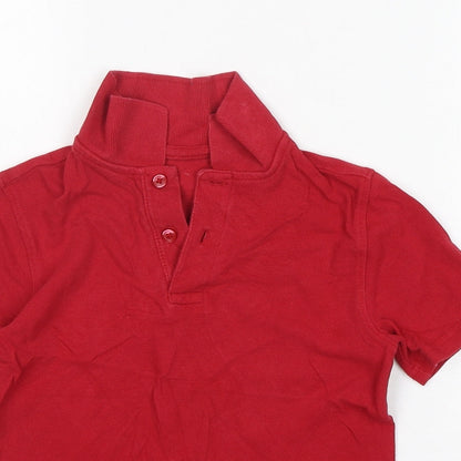 F&F Boys Red  Cotton Basic Polo Size 7-8 Years Collared Pullover