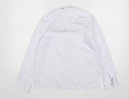 Back view of Marks & Spencer boys’ white polyester basic button-up, size 13-14, years collared button