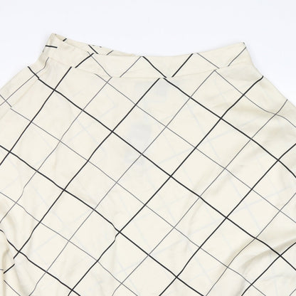 Primark Womens Beige Check Polyester A-Line Skirt Size 14