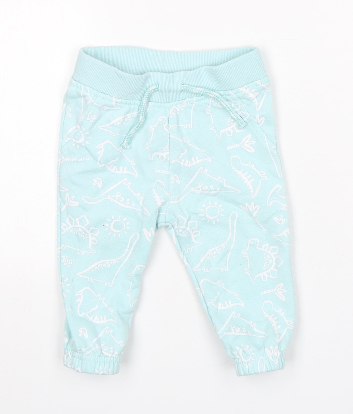 Primark Boys Blue Geometric Cotton Sweatpants Trousers Size 6-9 Months