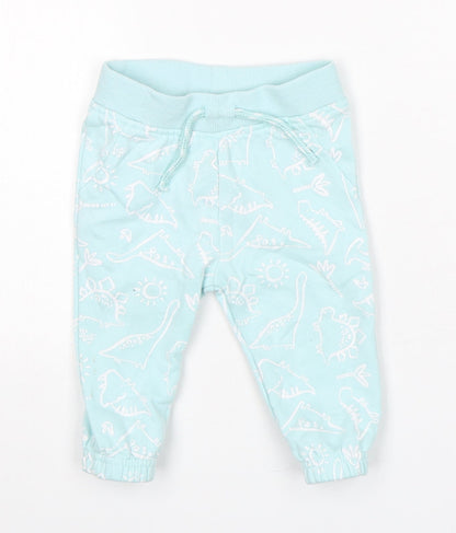 Primark Boys Blue Geometric Cotton Sweatpants Trousers Size 6-9 Months