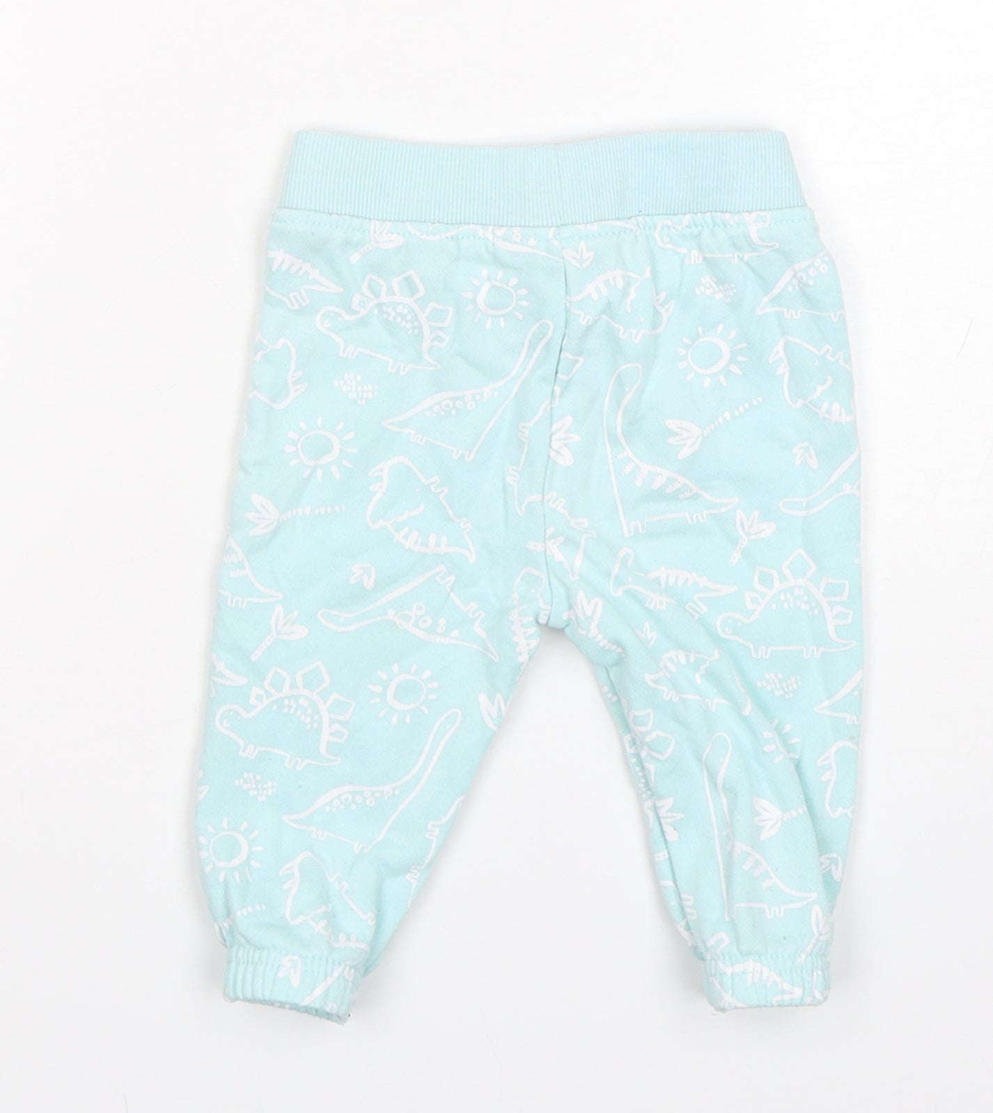 Primark Boys Blue Geometric Cotton Sweatpants Trousers Size 6-9 Months