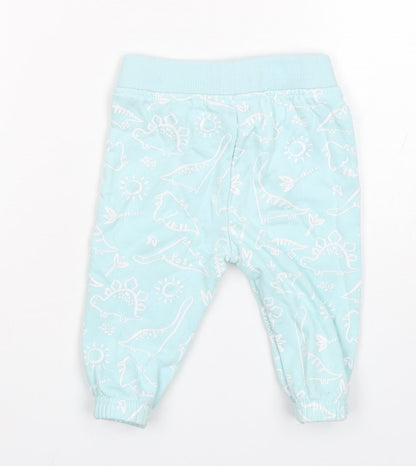 Primark Boys Blue Geometric Cotton Sweatpants Trousers Size 6-9 Months