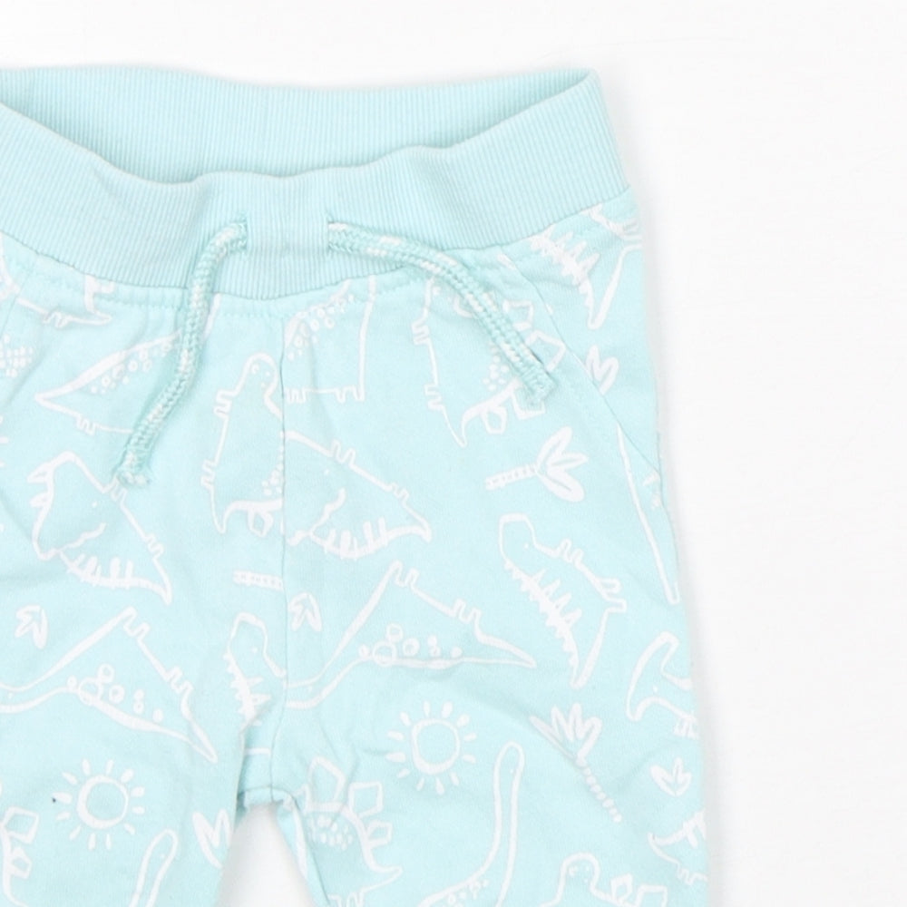 Primark Boys Blue Geometric Cotton Sweatpants Trousers Size 6-9 Months