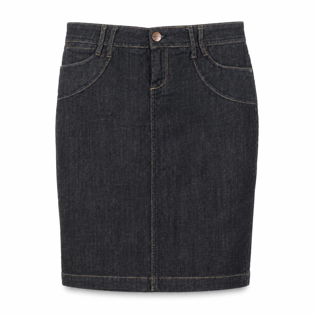 Front view of Yes Yes women’s blue cotton straight & pencil skirt, size UK 8