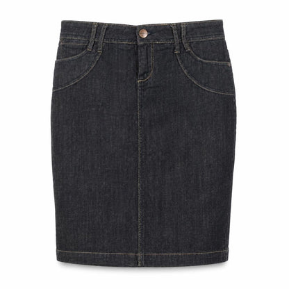Front view of Yes Yes women’s blue cotton straight & pencil skirt, size UK 8
