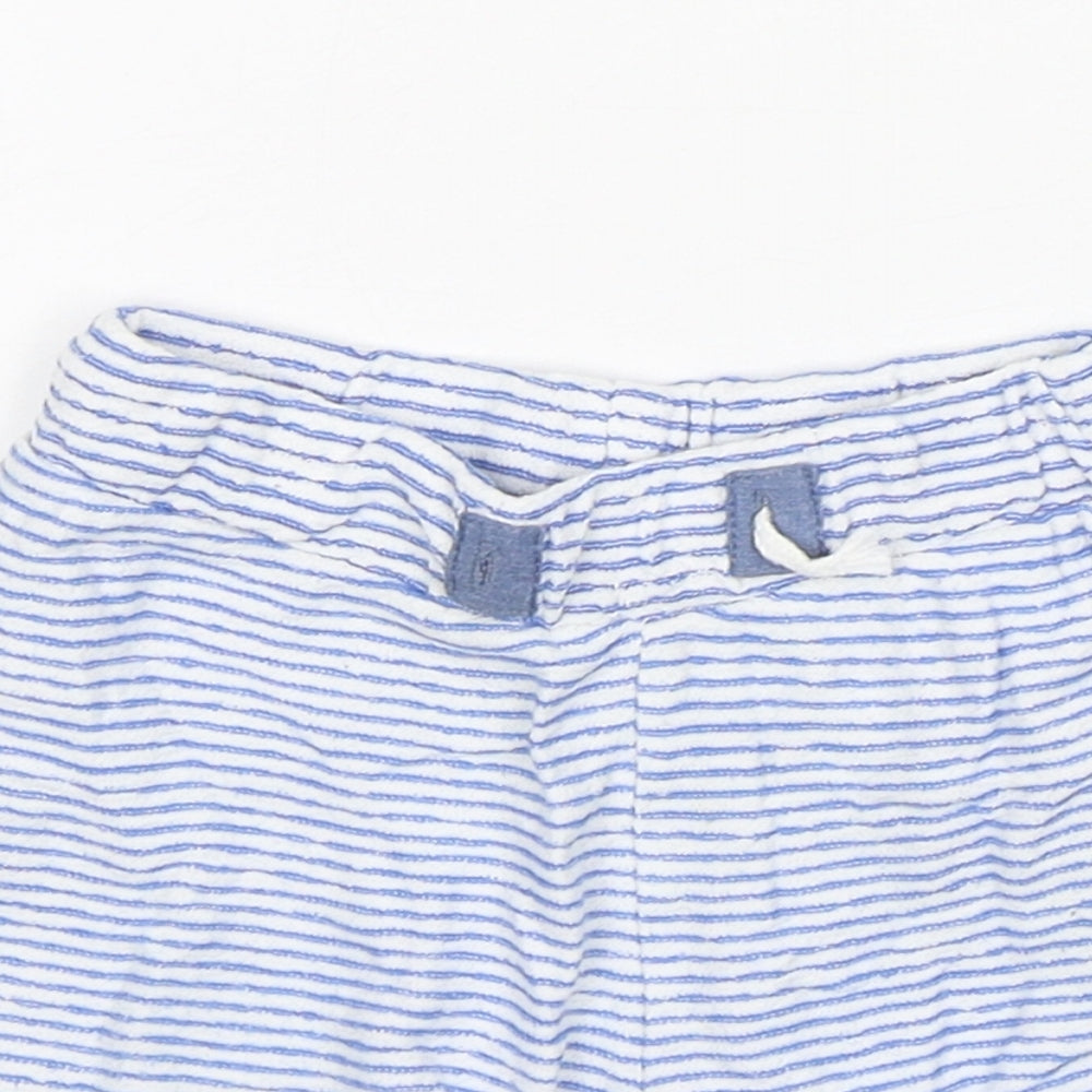 Matalan Baby Blue Striped Cotton Sweatpants Trousers Size 9-12 Months   - Shorts