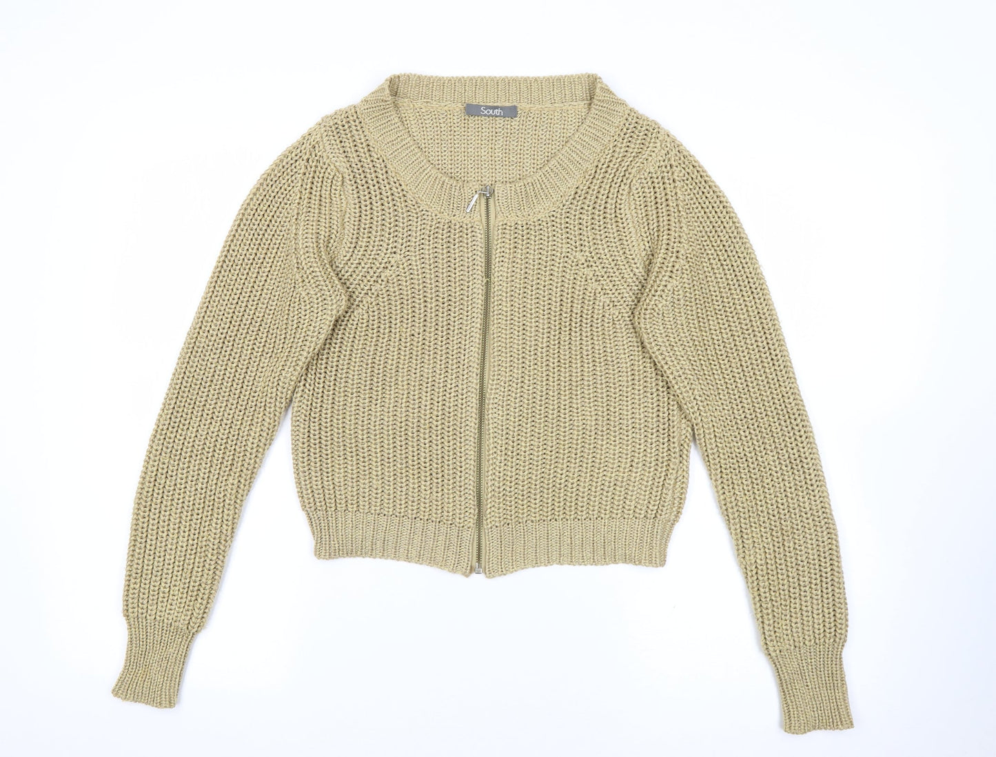 Womens UK Size 10 South Gold Full Zip Jumper