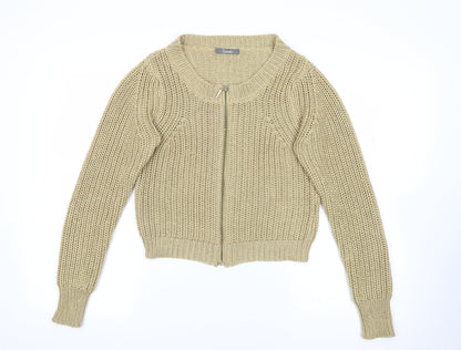 Womens UK Size 10 South Gold Full Zip Jumper