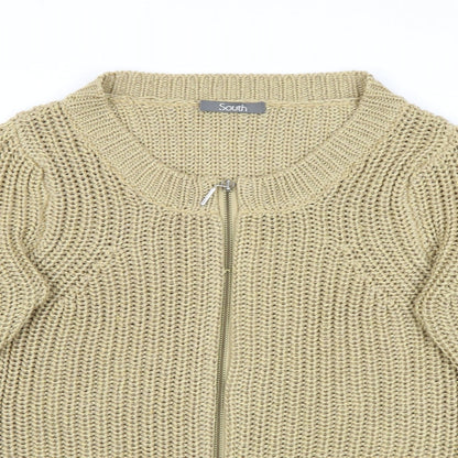 Womens UK Size 10 South Gold Full Zip Jumper