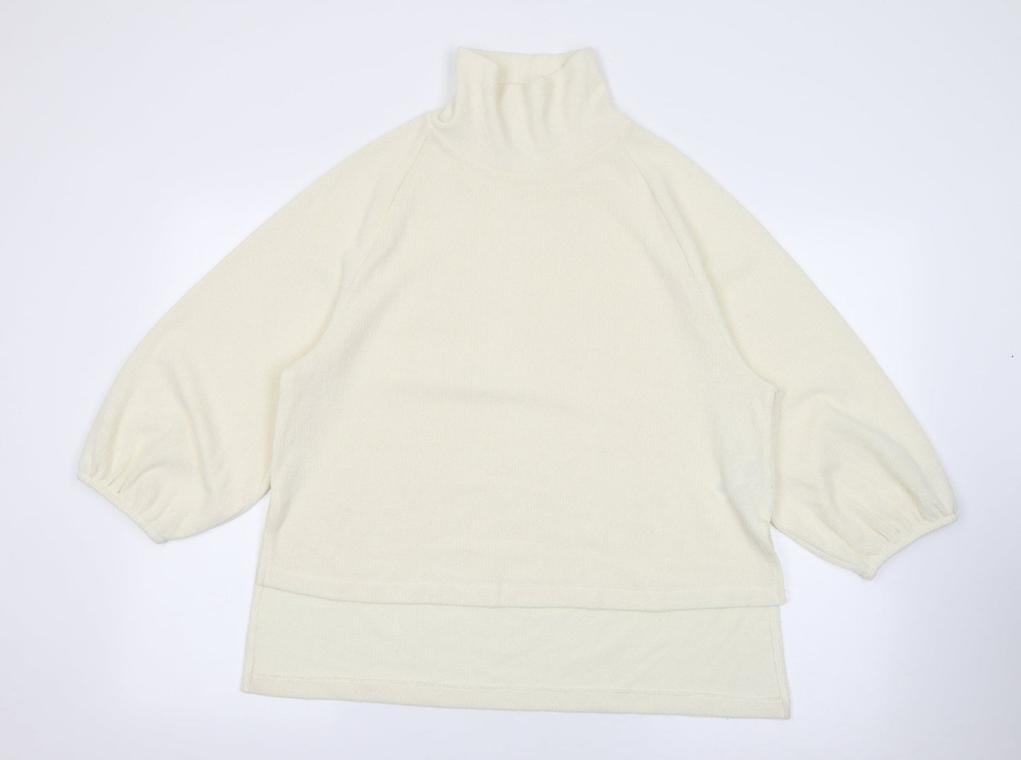 Primark Womens White High Neck  Polyester Pullover Jumper Size M