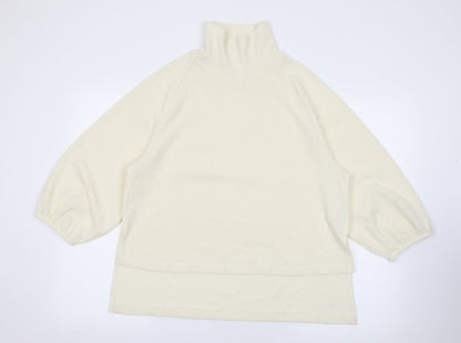 Primark Womens White High Neck  Polyester Pullover Jumper Size M