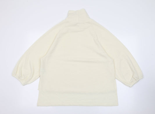 Primark Womens White High Neck  Polyester Pullover Jumper Size M