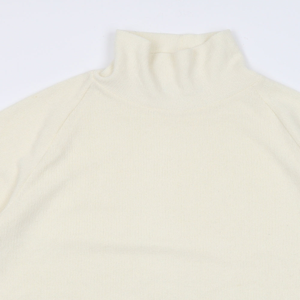 Primark Womens White High Neck  Polyester Pullover Jumper Size M