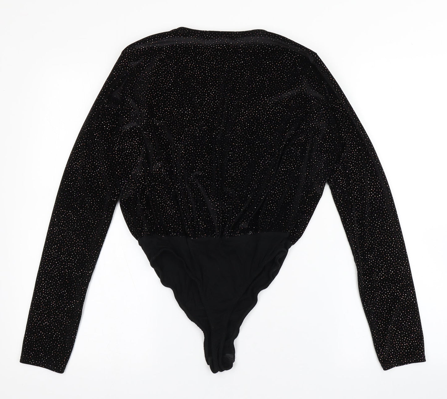 Missguided Womens Black  Polyester Bodysuit One-Piece Size 10  Snap