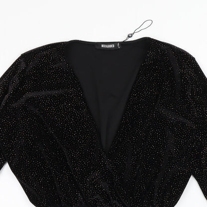 Missguided Womens Black  Polyester Bodysuit One-Piece Size 10  Snap