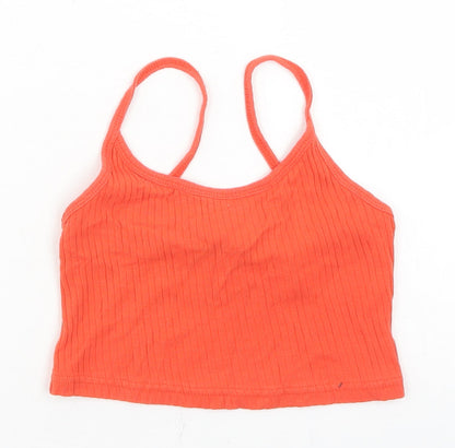 Womens UK Size 4 Topshop Orange Cropped Tank