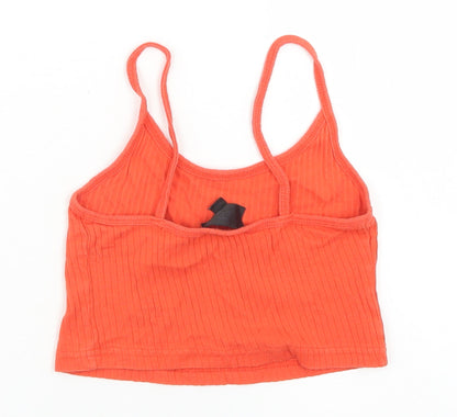 Womens UK Size 4 Topshop Orange Cropped Tank